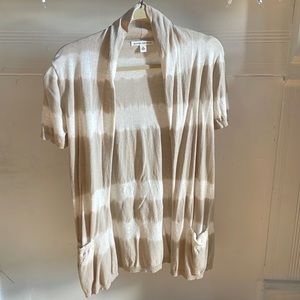 BANANA REPUBLIC SHORT-SLEEVE BLEACHED~OUT STRIPED SWEATER